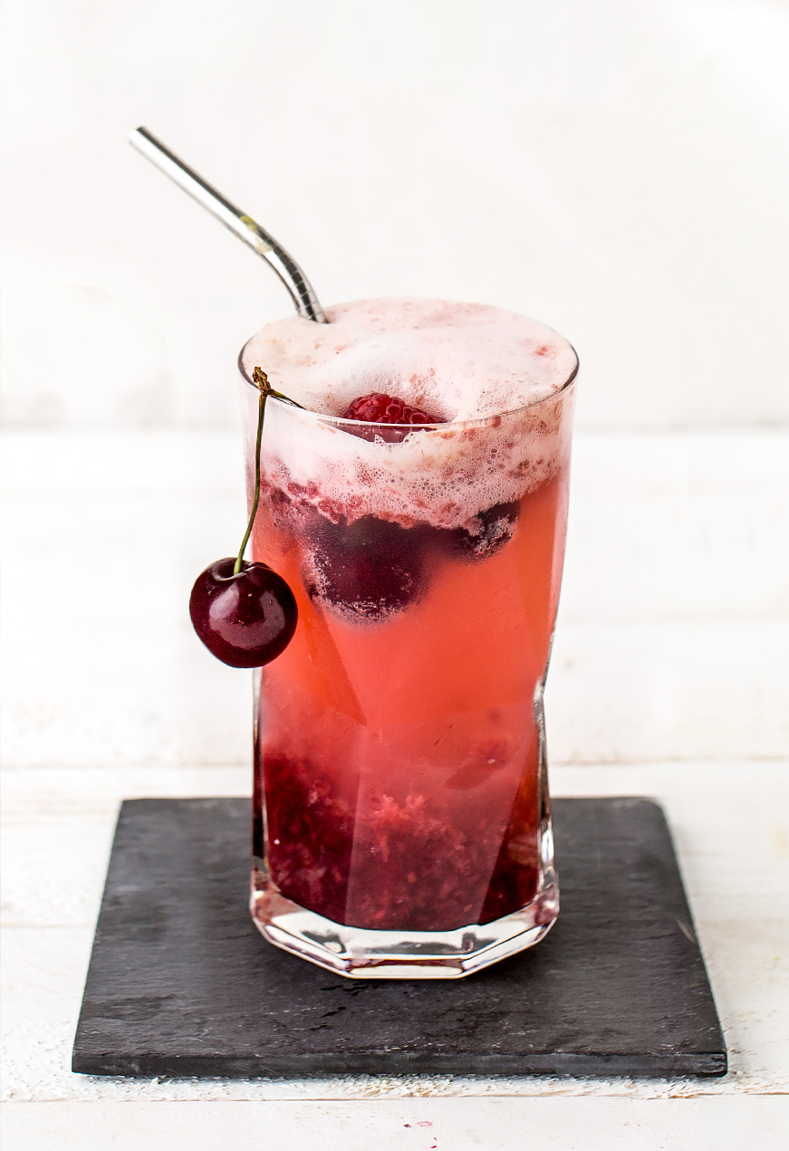 Vegan Sweet Cherry, Raspberry, and Lemon Sorbet Ice Cream Float recipes from @Luvoinc