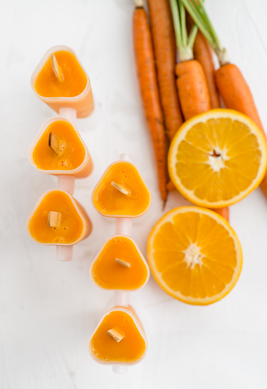 Add veggies to your child's diet with this recipe for the freshest orange, carrot and ginger popsicles from @Luvoinc